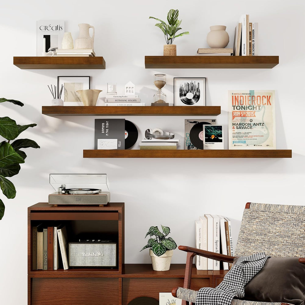 Fun Memories Floating Shelves, 9.3'' Deep Solid Pine Wood Wall Shelve...