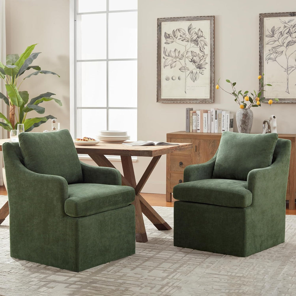 VKNOW Upholstered Dining Chairs Set of 6, Dining Room Chairs with Casters