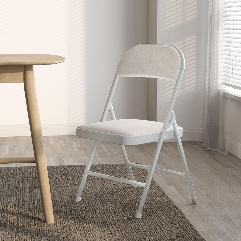 Nazhura Folding Chairs with Padded Vinyl Cushion Chairs with Comfortable Cush...