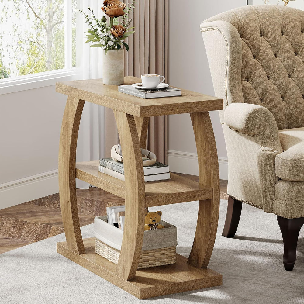 Tribesigns End Table for Living Room, 3-Tier Narrow Side Table with Storage, ...