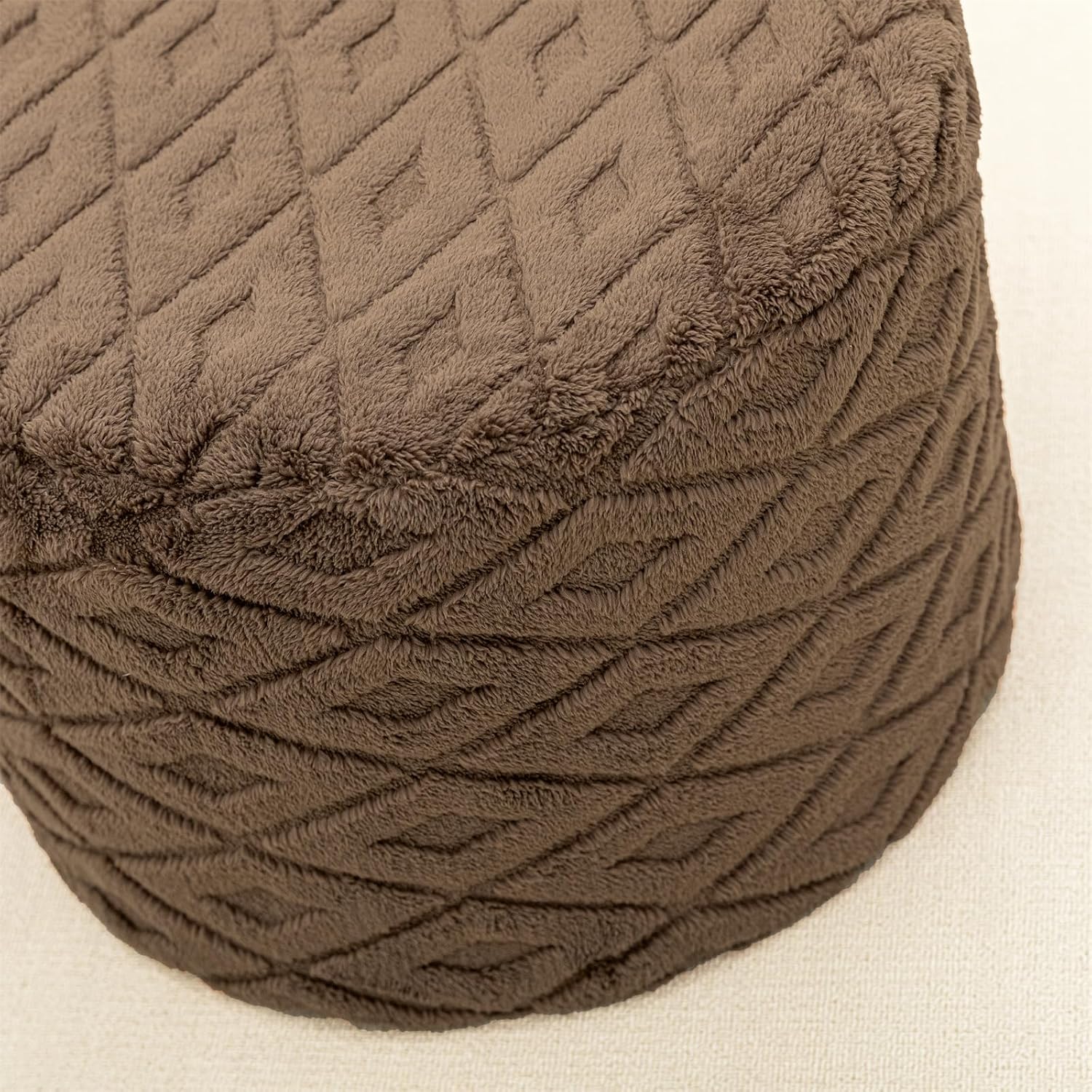 Round Pouf Ottoman Footstool 20x14In Ottoman Footrest for Couch Dark Coffee | All-One Foam Pouf, Ottoman Coffee Table,Couch Foot Rest,Chair Footrest,Remov. Cover, Perfect for Living Room, Bedroom & Dorm