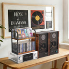 Alyoen 2-Tier CD Holder, CD Storage Rack, CD Organizer with Display Top Shelf, CD Case Holder for Home Office, Holds Up to 60 Standard, Ideal for Music Enthusiasts