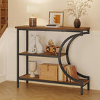 Hoctieon Console Table Set of 2, 3-Tier Industrial Entryway Table with Storage, Hallway Tables, Narrow Entrance Sofa Tables,Accent Tables with Shelves for Living Room, Foyer, Rustic Brown