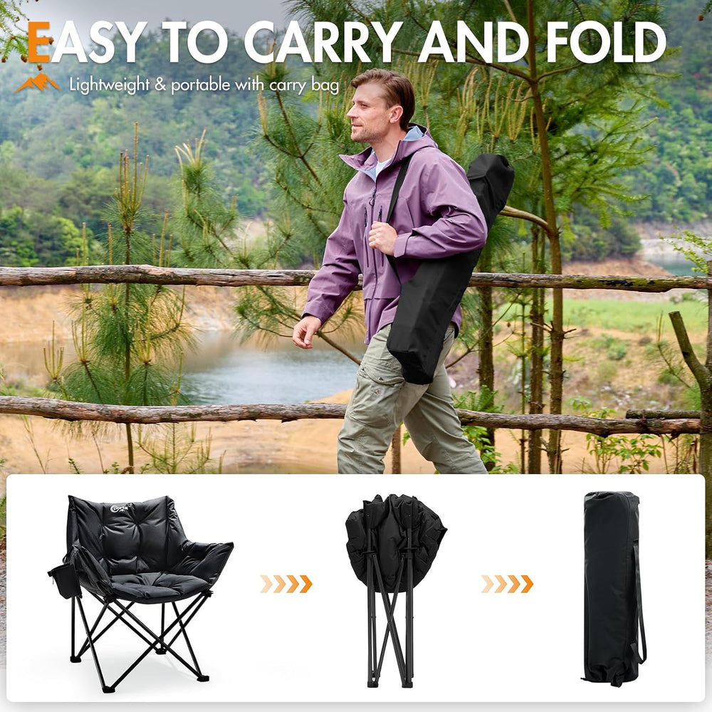 Portal 33" Oversized 2 Pack Padded Camping Chair - Heavy Duty Folding Ch...