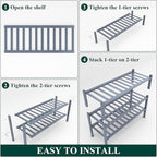Smiry Shoe Rack, 3 Tier Bamboo Shoe Organizer, Stackable Free Standing Wooden Shoe Storage Shelf for Closet, Entryway, Front Door Entrance, Grey