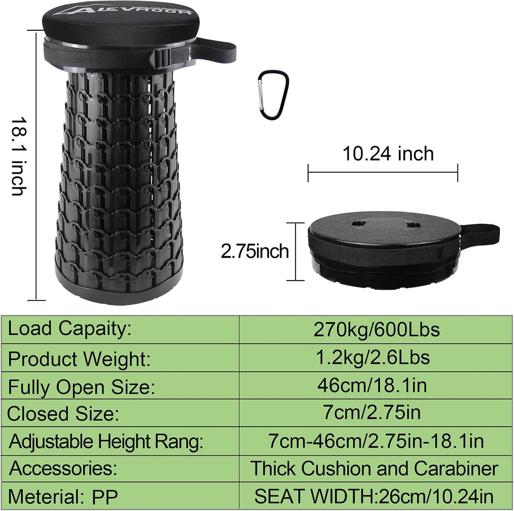 Collapsible Stool with Thick Cushion, H 18.1" D 10.24" Portable Tel...