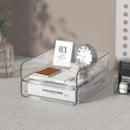 2-Tier Acrylic Paper Tray Organizer - Low-Profile Desk File Sorter for Office/Home, Clear Stackable Letter Tray for Bills, Crafts, Notebooks