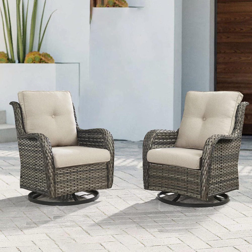 Outdoor Patio Swivel Rocker Chairs - Wicker Rattan Patio Swivel Rocking Chair...