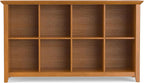SIMPLIHOME Acadian Console Table - 57 Inch Wide Solid Wood 8-Cube Storage Sofa Table in Light Golden Brown, Storage Unit for Living Room or Bedroom with Grooved Side Panels and Tapered Legs