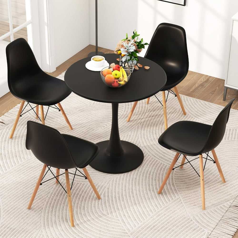 Tangkula Round Dining Table Set for 4, Kitchen Table Set with Seat & Soli...