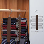 Tie Hanger,Tie Organizer for Closet 20 Storage Capacity,Wooden Necktie Organizer Tie Holder,360 Degree Rotating Accessory Organizers for Tie,Belt,Scarf