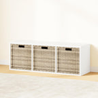 IOTXY DIY Modular Cube Bookcase - CubeXY Customizable Stackable Expandable Basic Shelving Units, 3-Cube Wooden Open Bookshelf for Fabric Storage Bin Organizer, White