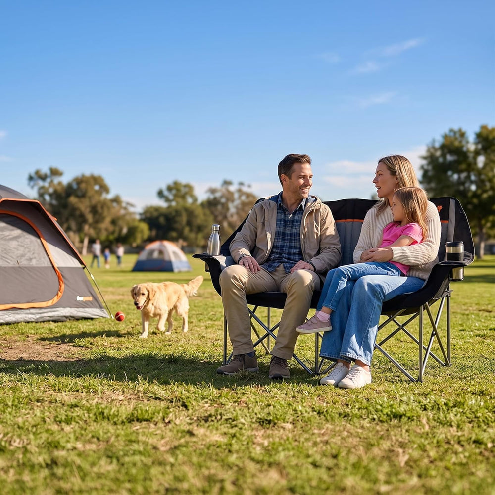2 Person Camping Chair, Heavy Duty 650LBS Padded Loveseat for Couples & P...