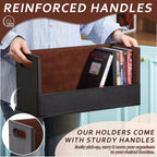 CroBlissful 2 Set Leather Dvd Storage Box Stackability Dvd Storage Shelf Holder Racks Cassette Tape Display Stand with Carrying Handles for Movie Cases Organizer Can Store up to 52 Boxes