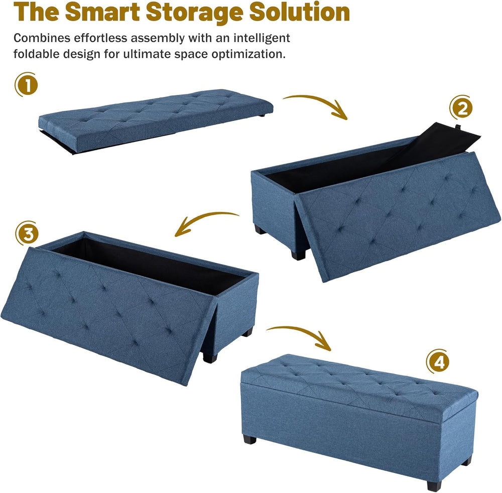 DUMOS Storage Ottoman Bench, 43.3 Inch End of Bed Bench for Living Room | 27 ...