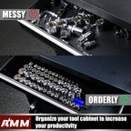 AMM 9-Piece Socket Organizer, 1/2 inch, 3/8 inch and 1/4 inch Drive ABS Tools-Blue Socket Holder,Heavy Duty Socket Racks, Premium Quality Socket Clip Rail Holder,The best tool trays in the garage