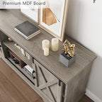 IDEALHOUSE Farmhouse Tv Stand for 65 inch TVs, Entertainment Center with Sliding Barn Doors and Adjustable Shelf, Modern Storage Media TV Console TV Stand Table for Living Room, Bedroom, Grey