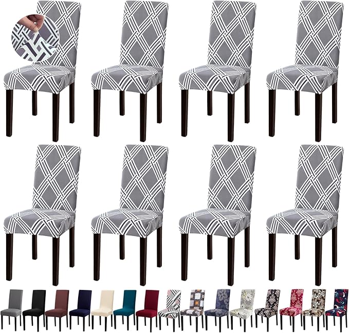 Chair Covers, Dining Room Chair Covers, Stretch Kitchen Chair Covers/Dining Chair Covers for Dining Room 8 Pack, Removable Washable Dining Chair Slipcovers for Home, Hotel, Banquet