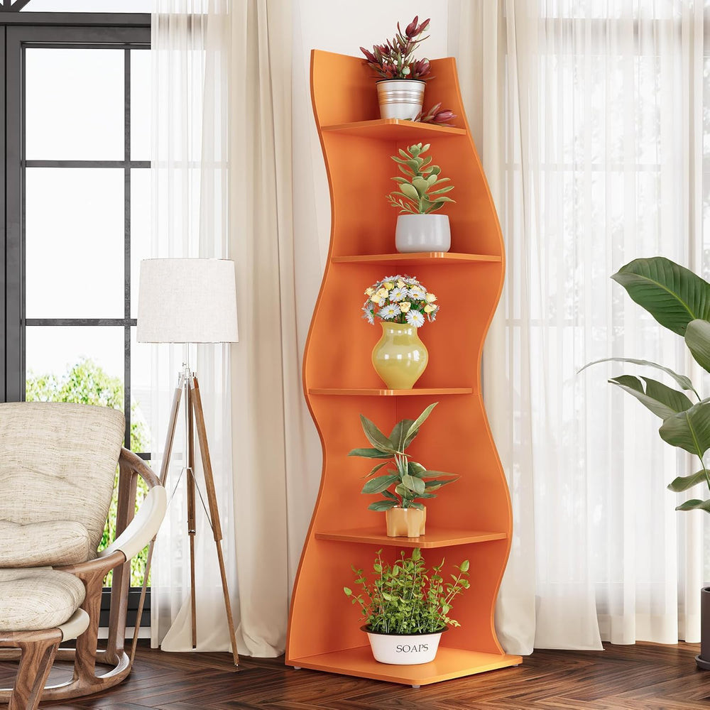 LITTLE TREE Small Corner Shelf, Modern 5-Tier Wall Corner Bookshelf, Stylish ...