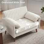Modern Oversized Accent Reading Chair for Living Room, 43", Chenille, Beige | Piping Single Armchair with Quilting Backrest, Padded Arms, Wood Legs for Bedroom, Office, Reception Area