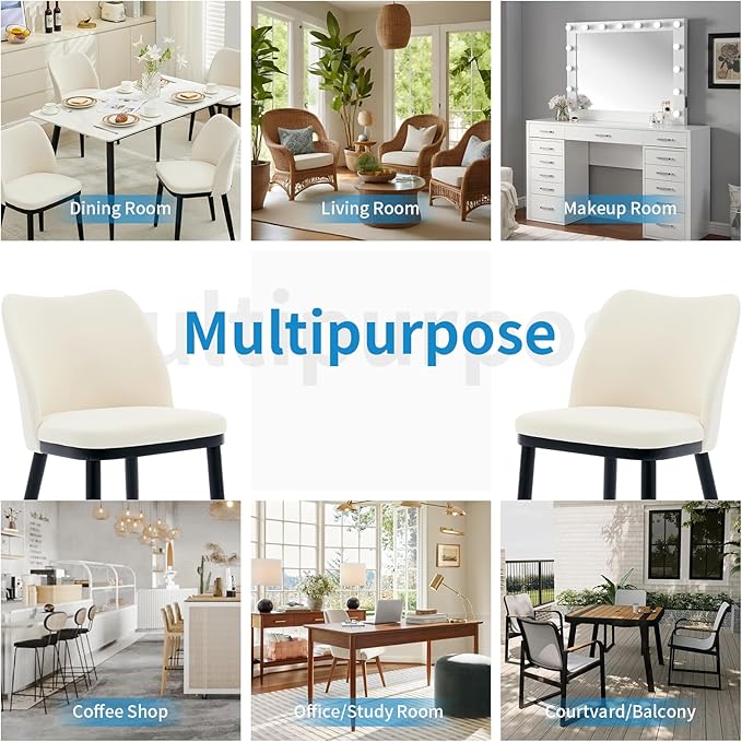 Wooden Dining Chairs Set of 4, Upholstered Kitchen Dining Room Chairs with Padded Seat and Wood Legs, Modern Fabric Side Dinner Chair for Kitchen, Dining Room, Restaurant, Cafe