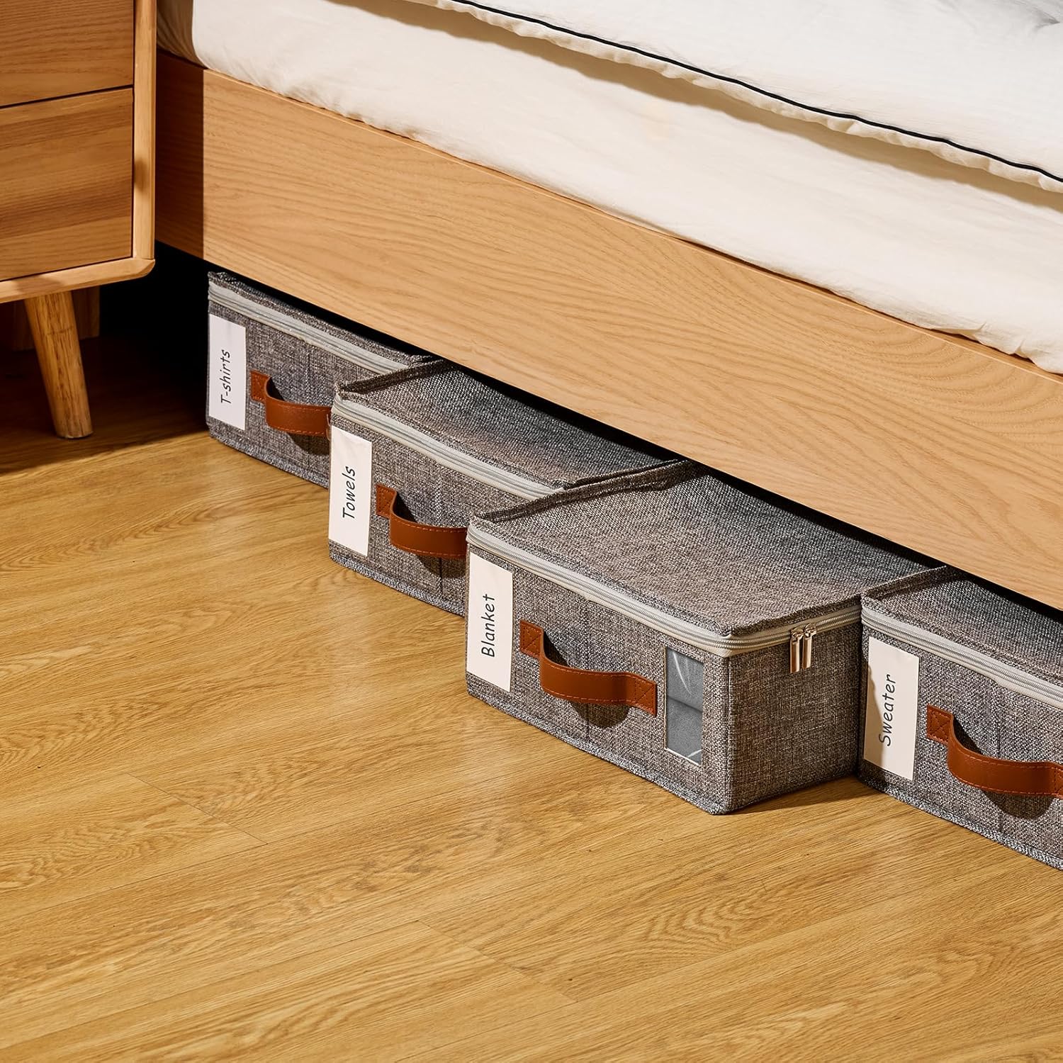6pack Bed Sheet Organizer, Foldable Linen Closet Organizers and Storage with Sealed Design, Queen & King Size Sheet Storage with Window, Closet Organizer for Bedsheets/Blankets/Clothes, Linen