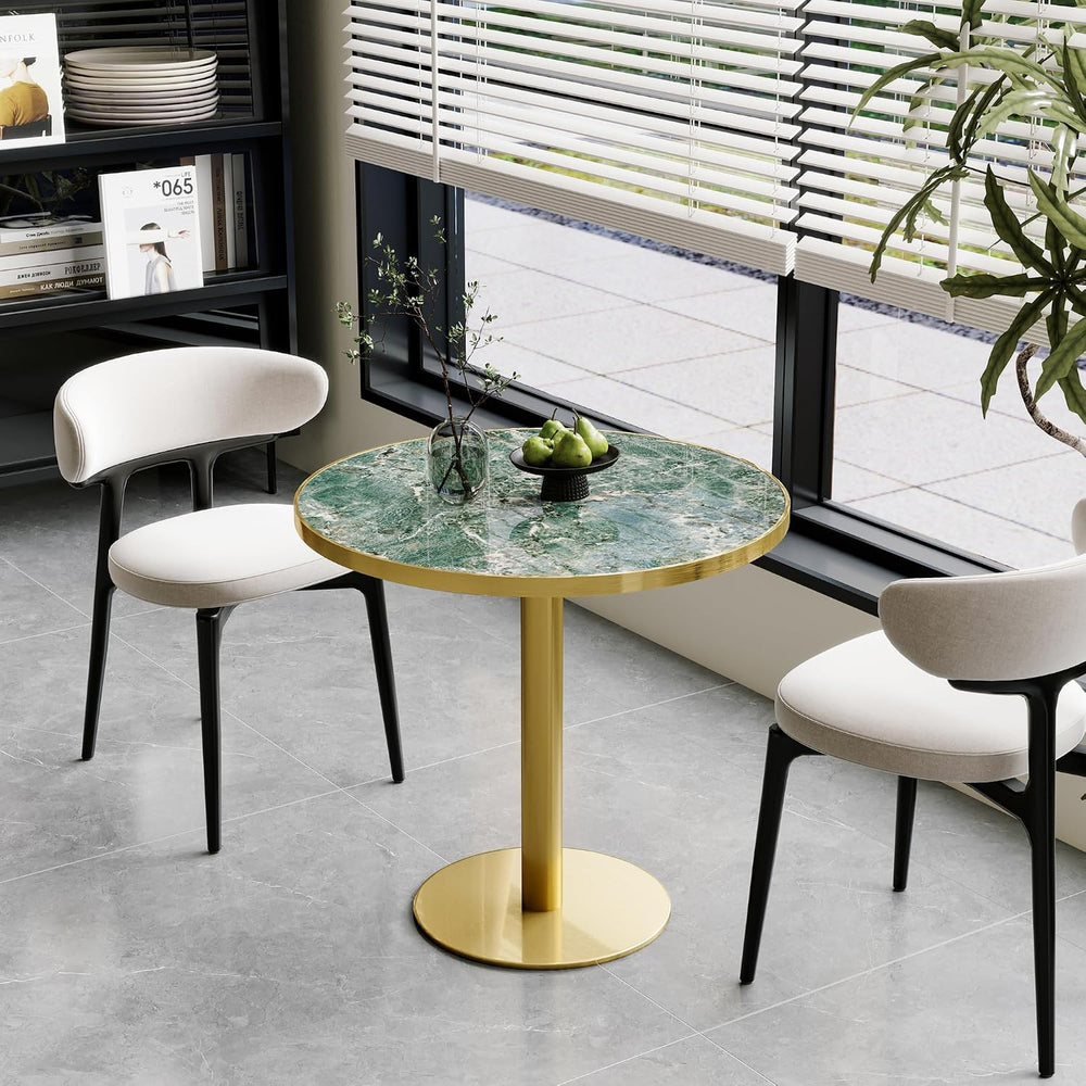 31.5" Round Tulip Table for 2-4, 1.2" Thick Emerald Forest Sintered...