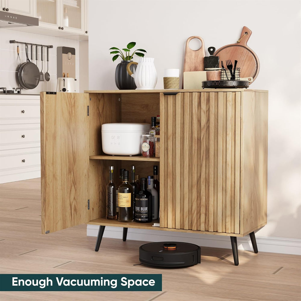 Semiocthome Buffet Cabinet with Storage, Sideboard Cabinet with Fluted Doors ...