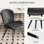 Dining Chairs Set of 4 Modern Fabric Dining Room Chairs Upholstered Dining Chairs with Thick Cushions Metal Legs Armless Back Chair for Kitchen and Living Room Ink Black