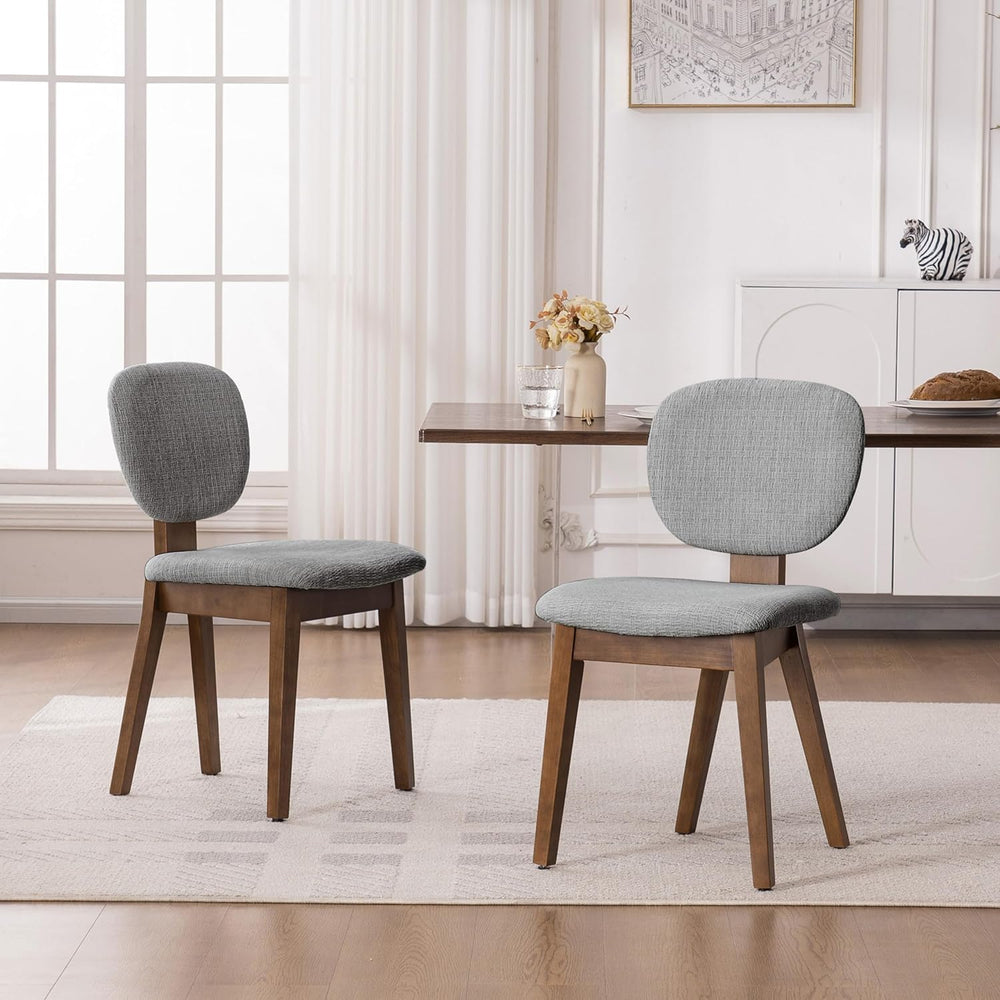 VKNOW Wooden Dining Chairs Set of 2, Mid Century Modern Upholstered Kitchen S...