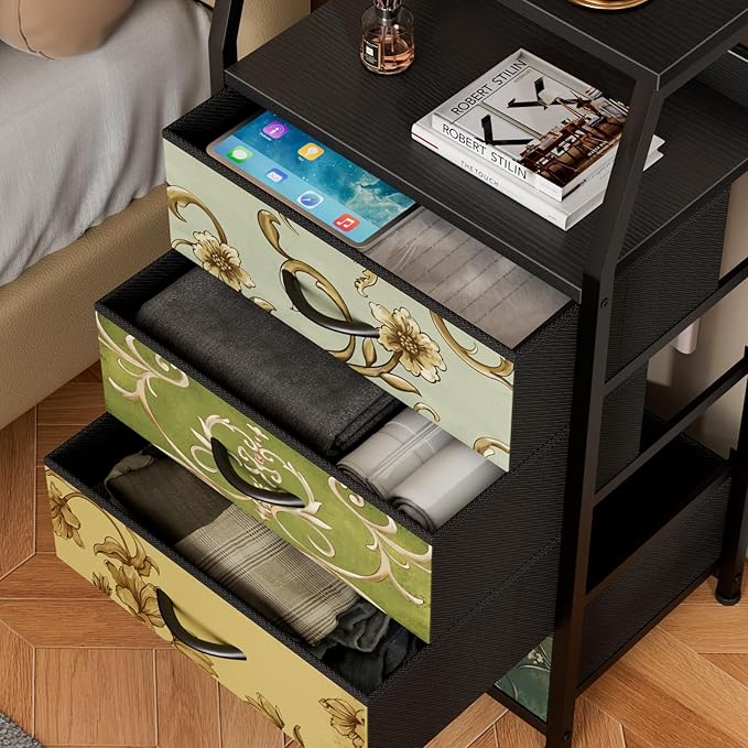 Furnulem Retro Dresser for Bedroom, Small Dresser for Closet, Vintage Nightst...