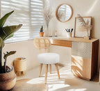 Rattan Dining Chair, Kitchen Dining Room Chairs, Mid Century Modern Boucle Chair, Stylish Upholstered Wood Accent Chair, Cute Sherpa Chair, Living Room Bar Stool Chair, Boho Makeup Vanity Chair, 1 Pc