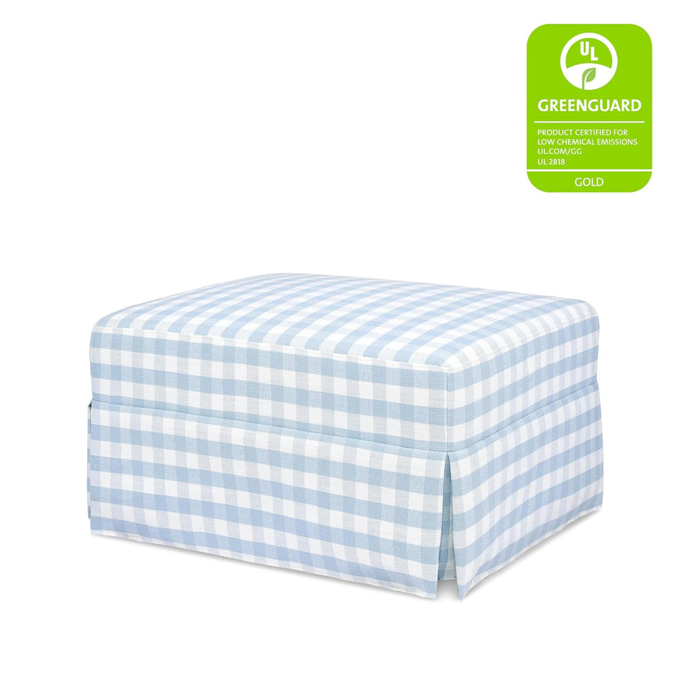 Namesake Crawford Gliding Ottoman in Blue Gingham, Greenguard Gold & Cert...