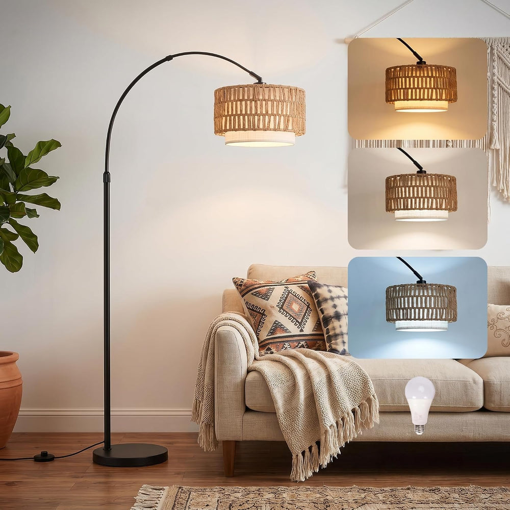 Arc Floor Lamp for Living Room with 12W Bulb,61.5"-71.5" Height Adj...