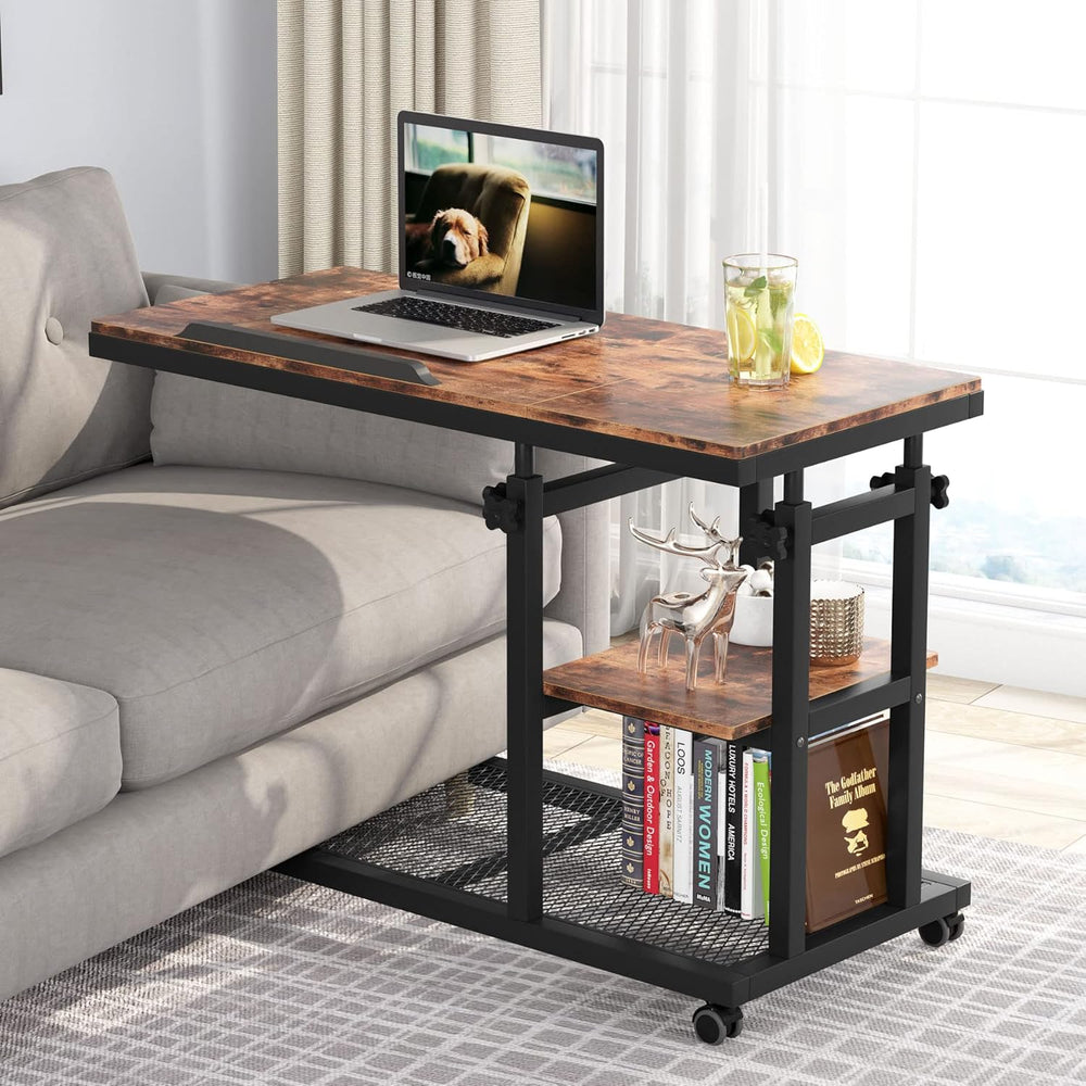 Tribesigns Adjustable Height Rolling C-Table, Mobile Side Table with Tiltable...