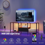 TV Stand with LED Lights, Entertainment Center with Open Shelves and Fabric Drawer, Media Console for 55 Inch TV, Television Stands, Living Room Furniture, Bedroom, Rustic Brown