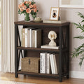 FATORRI Small Bookshelf, Rustic Book Shelf for Small Space, Low Short Bookcase, Industrial Wood and Metal Bookshelf and Bookcase for Living Room (Rustic Brown)