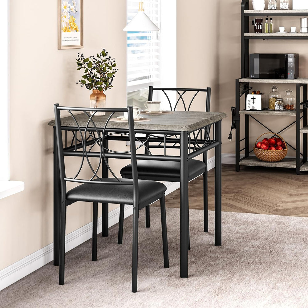 Dining Table Set for 2, Kitchen Table with 2 Upholstered Chairs, Wood 3-Piece...