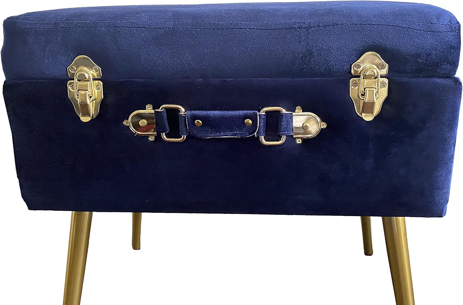 Noori Home - Lux Collection Modern Dove Rectangle Navy Velvet Storage Stool - 20x13.5x19 - Livingroom,Bedroom, Kid's Room, Nursery