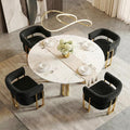 STHOUYN Modern Black Boucle Dining Chairs Set of 4 with Gold Metal Legs, Mid Century Barrel Kitchen Chairs Set, Upholstered Accent Armchairs Dining Room Set, Living Room, Apartment (Black, 4pcs)