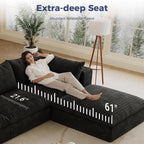 157.6" Oversized L Shaped Modular Boneless Sofa with Ottoman, Cloud Sectional Couches for Living Room, Deep Seat Corduroy Upholstered Couch Furniture Set, No Assembly Required (4 Seater+1 Ottoman)