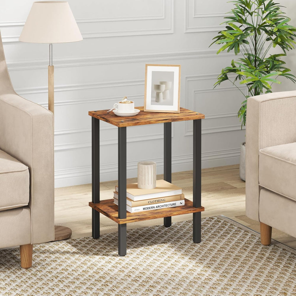 TUTOTAK End Table, Set of 2, Side Table, Nightstand, 2-Tier Storage Shelf, So...