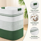 Laundry Hamper, 85L Tall Laundry Basket with Leather Handles, Rectangle Large Clothes Hamper for Organizing, Cotton Woven Laundry Baskets Storage Hampers for Bedroom, Nursery, Living Room