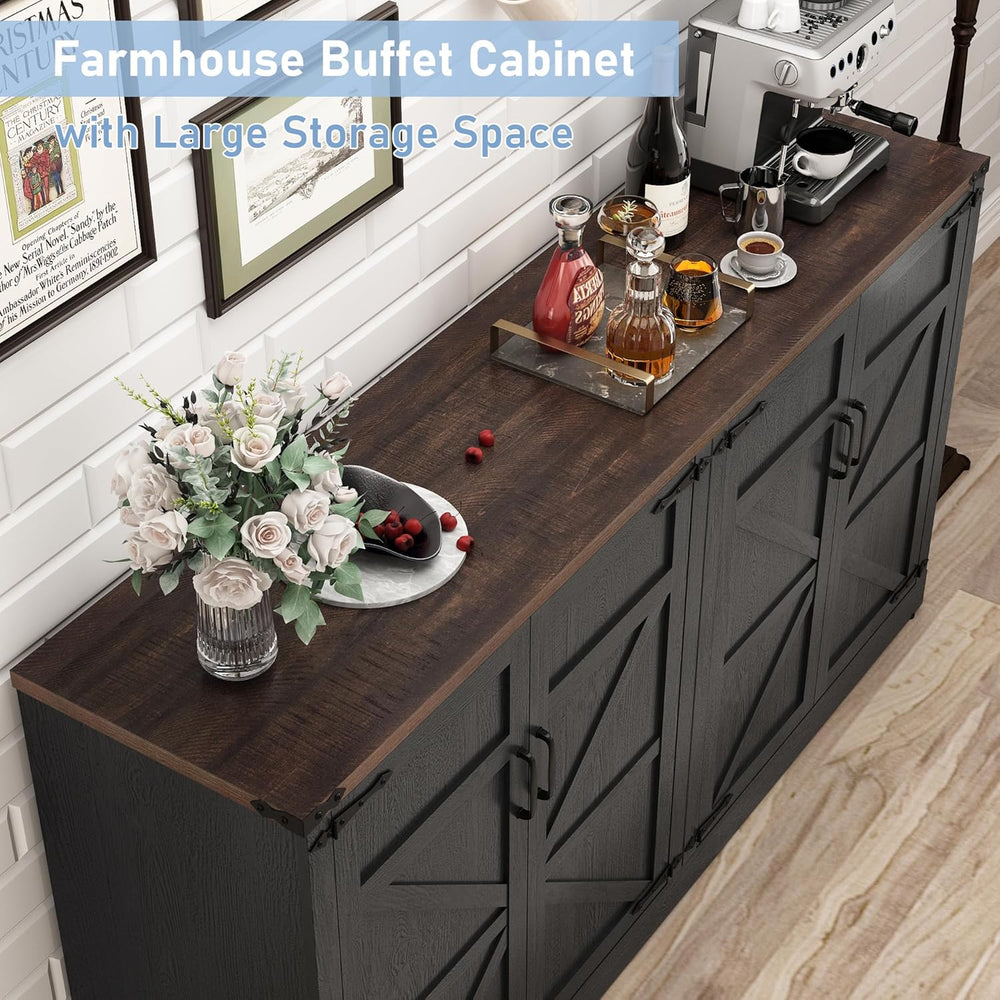 Sideboard Buffet Cabinet with Storage - 65 Inch Farmhouse Kitchen Pantries Si...