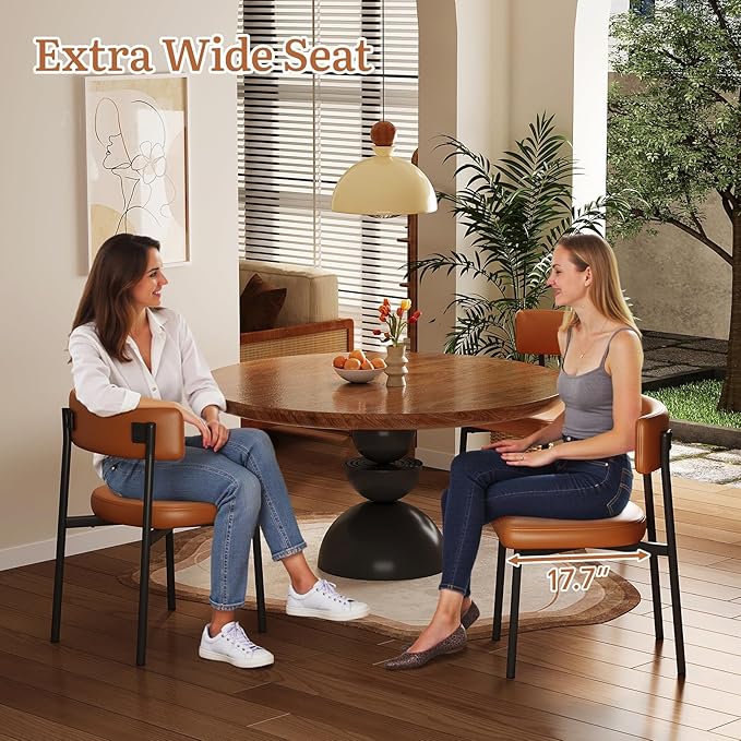 Dining Chair Set of 6 Upholstered Chairs for Kitchen Dining Room Mid Century Modern Table Chairs for Waiting Living Room, Brown
