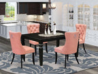 East West Furniture LGDA5-BLK-23 5 Piece Dinette Set Includes a Rectangle Dining Table with Butterfly Leaf and 4 Polyester Fabric Upholstered Chairs, 42x84 Inch, Black