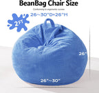 Homguava 2FT Bean Bag Chair,Teardrop Bean Bags Small Beanbag Chair with Memory Foam Filled and Ultra Soft Corduroy Cover for Living Room, Bedroom (Blue)