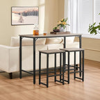 Yaheetech 3 Piece Dining Table Set, 47.5" Industrial Pub Table Set, Counter Height Kitchen Table with Bar Stools Set of 2, for Small Space, Apartment