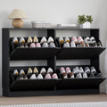 Shoe Cabinet with 4 Flip Drawers, Narrow Hidden Shoe Storage Cabinet, Slim Freestanding Shoe Rack Organizer for Entryway, Hallway, Bedroom, Living Room