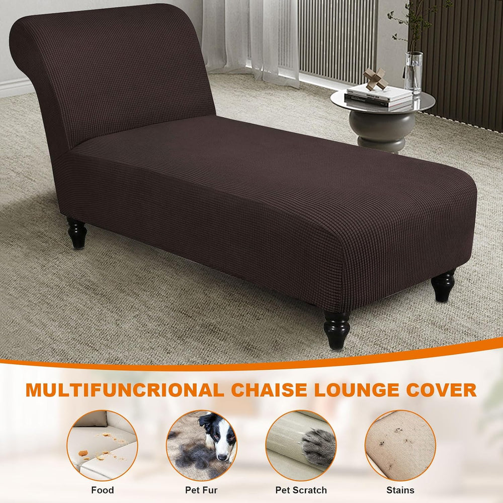 Stretch Chaise Lounge Slipcover Armless Chaise Lounge Cover Indoor, Brown